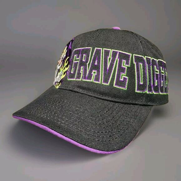 Grave Digger Monster Truck Jam Embroidered Snapback Hat Cap Retro Shovel - Picture 1 of 7